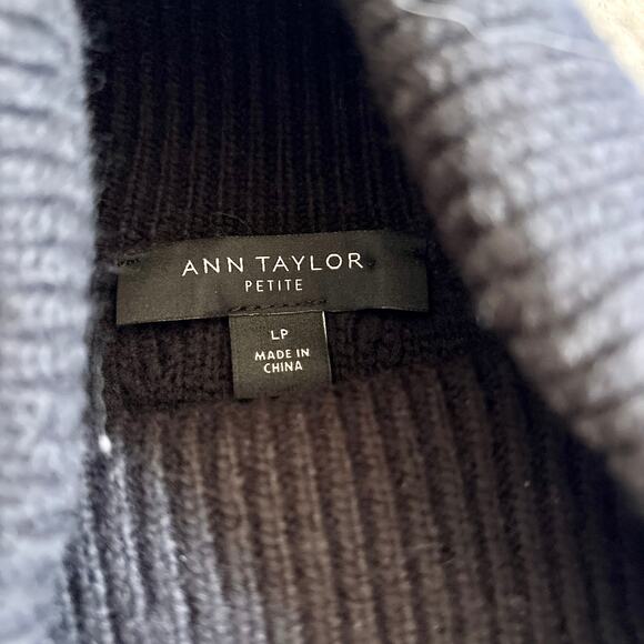 Ann Taylor Black Sweater Vest Cable Knit Turtleneck Large Petite LP - Picture 4 of 6